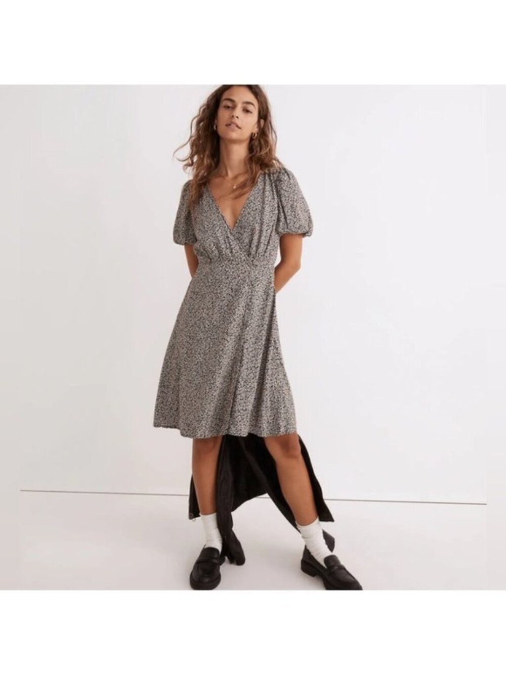 Madewell Women’s Challis Wrap Mini Dress in Tudor Flora Size 8 Black Biti Floral